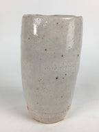 Japanese Ceramic Flower Vase Kabin Mino ware Vtg White Shino Ikebana FV947