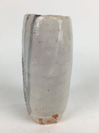 Japanese Ceramic Flower Vase Kabin Mino ware Vtg White Shino Ikebana FV947