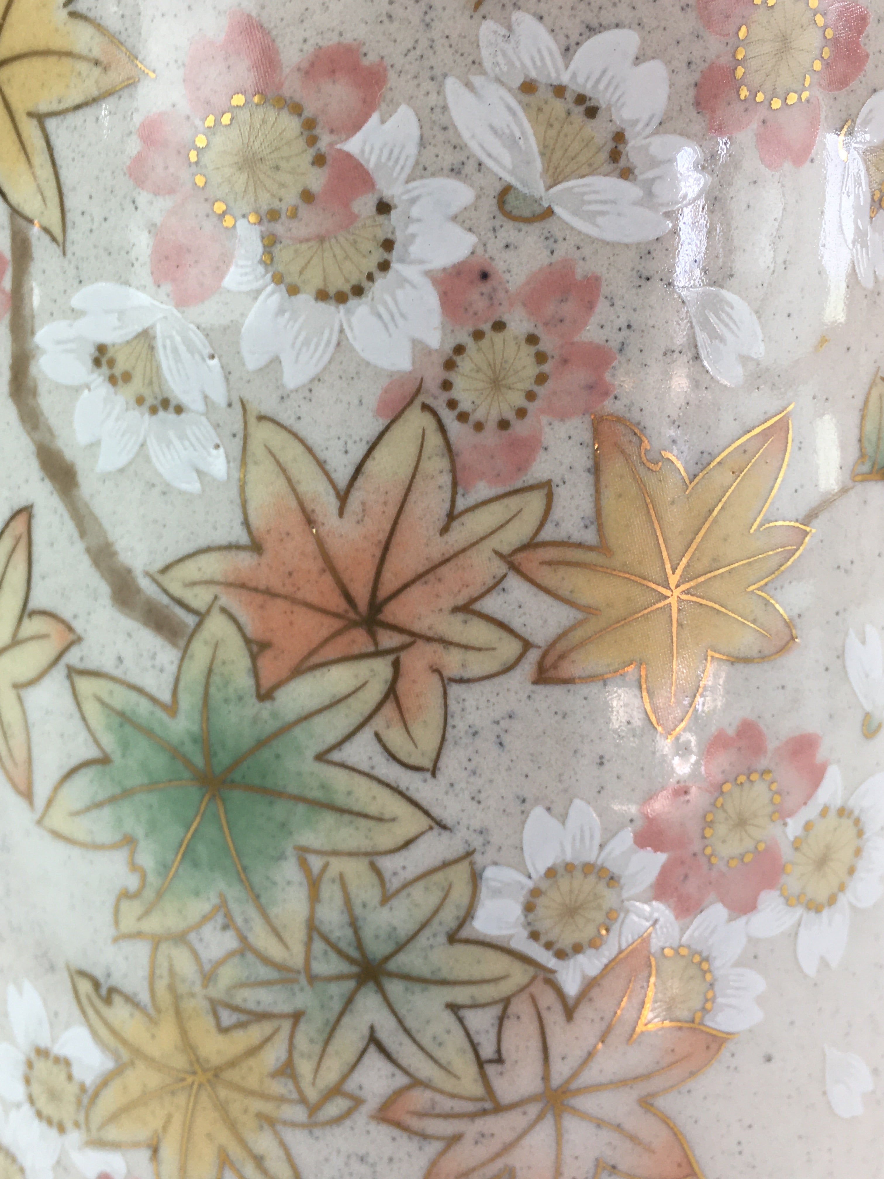 Japanese Ceramic Flower Vase Kabin Vtg Cherry blossoms Pottery Ikebana FK3