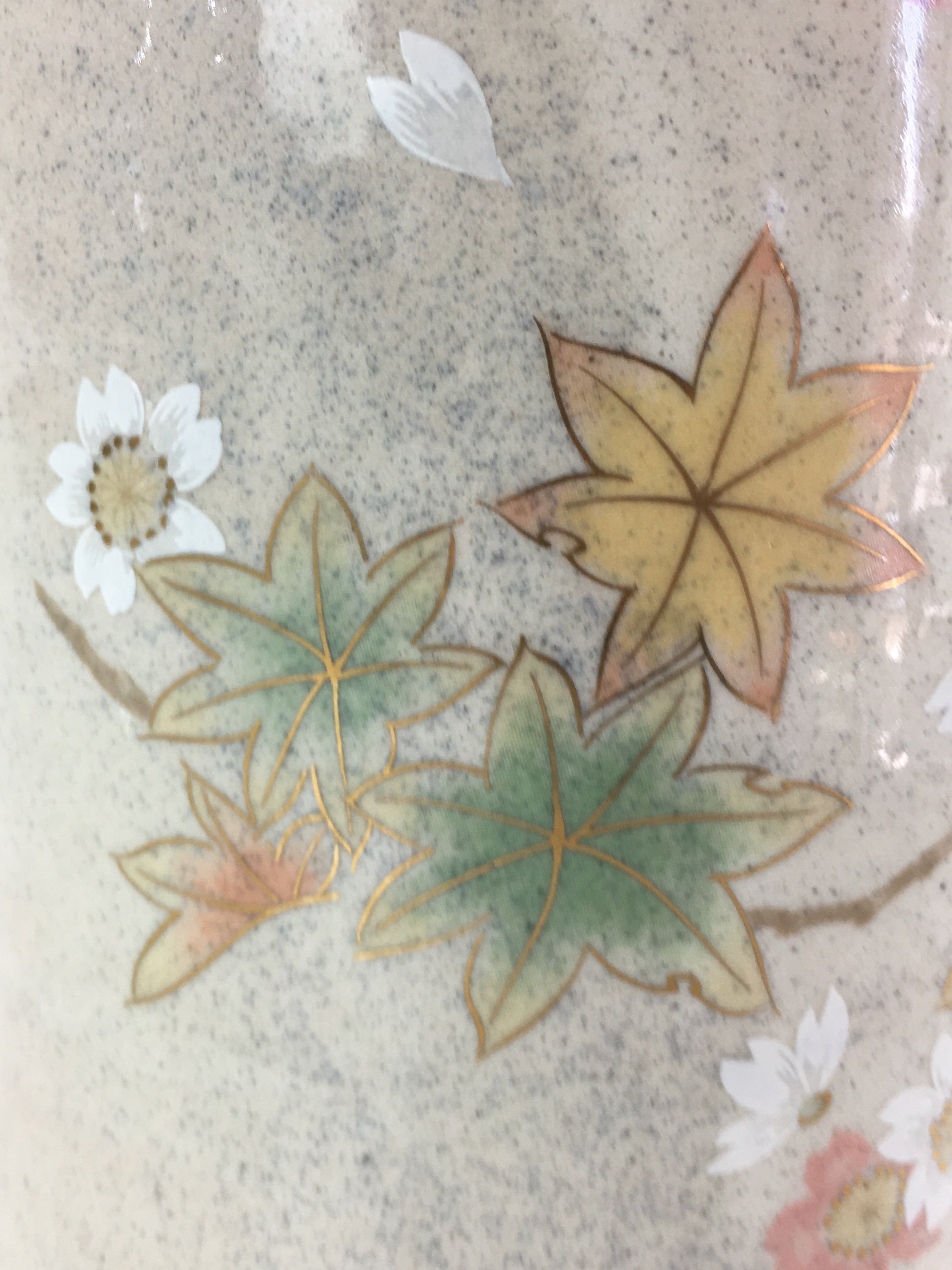 Japanese Ceramic Flower Vase Kabin Vtg Cherry blossoms Pottery Ikebana FK3