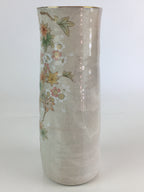 Japanese Ceramic Flower Vase Kabin Vtg Cherry blossoms Pottery Ikebana FK3