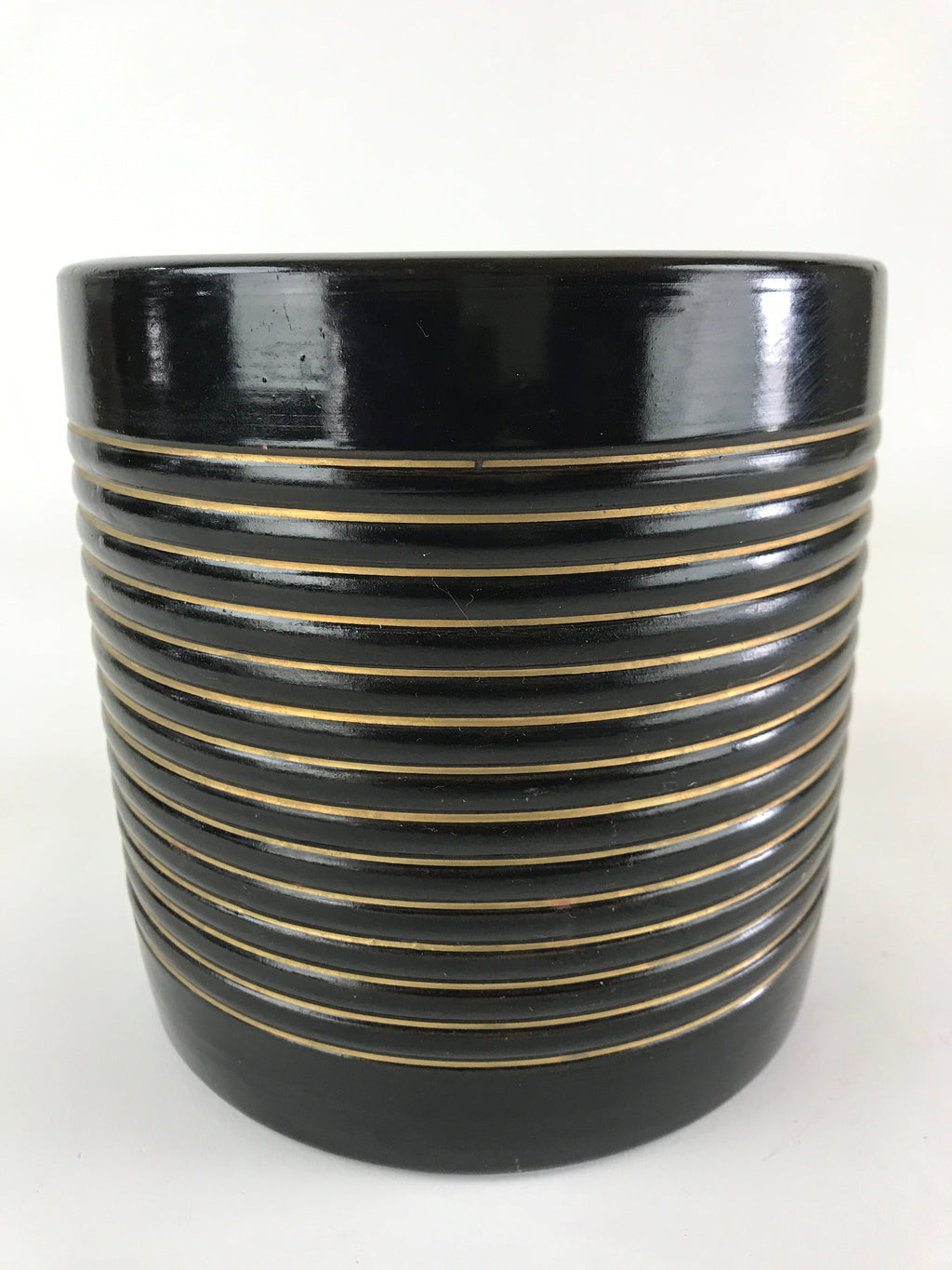 Japanese Ceramic Flower Vase Kabin Vtg Ikebana Flower Arrangement Black FK18