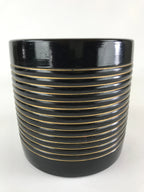 Japanese Ceramic Flower Vase Kabin Vtg Ikebana Flower Arrangement Black FK18