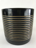 Japanese Ceramic Flower Vase Kabin Vtg Ikebana Flower Arrangement Black FK18