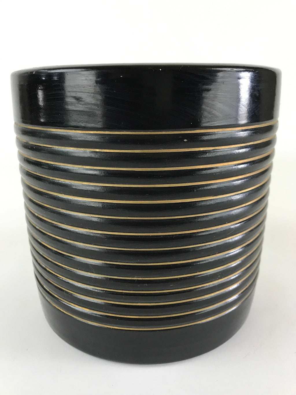 Japanese Ceramic Flower Vase Kabin Vtg Ikebana Flower Arrangement Black FK18