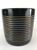 Japanese Ceramic Flower Vase Kabin Vtg Ikebana Flower Arrangement Black FK18