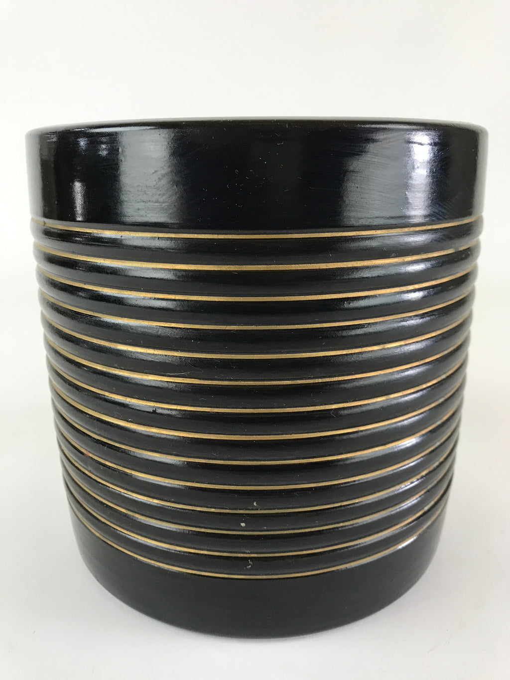 Japanese Ceramic Flower Vase Kabin Vtg Ikebana Flower Arrangement Black FK18