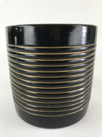 Japanese Ceramic Flower Vase Kabin Vtg Ikebana Flower Arrangement Black FK18