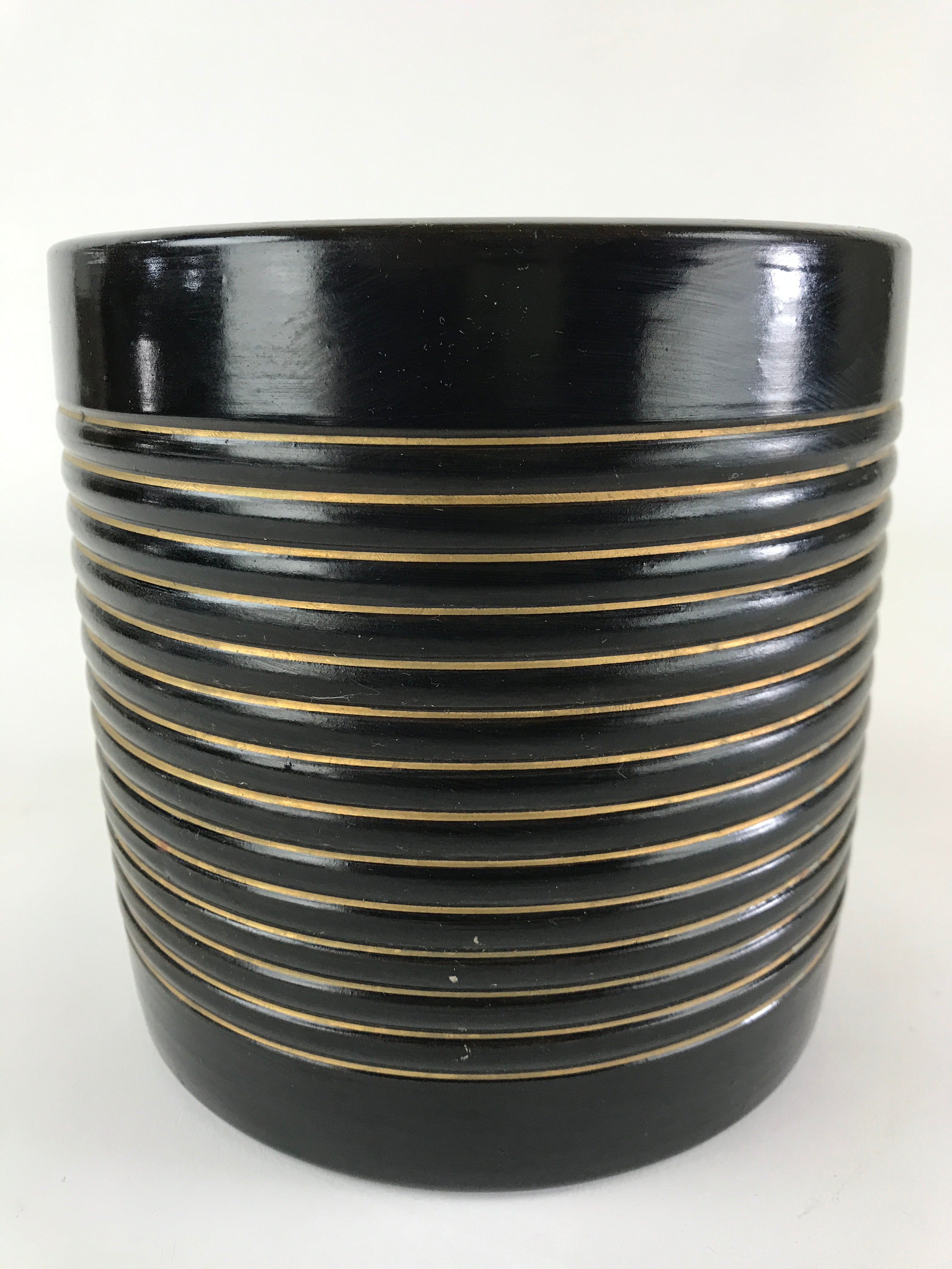 Japanese Ceramic Flower Vase Kabin Vtg Ikebana Flower Arrangement Black FK18