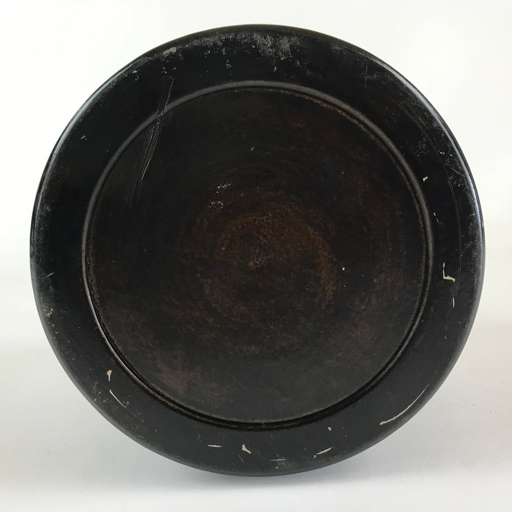 Japanese Ceramic Flower Vase Kabin Vtg Ikebana Flower Arrangement Black FK18
