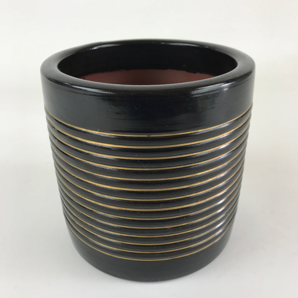 Japanese Ceramic Flower Vase Kabin Vtg Ikebana Flower Arrangement Black FK18
