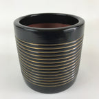 Japanese Ceramic Flower Vase Kabin Vtg Ikebana Flower Arrangement Black FK18