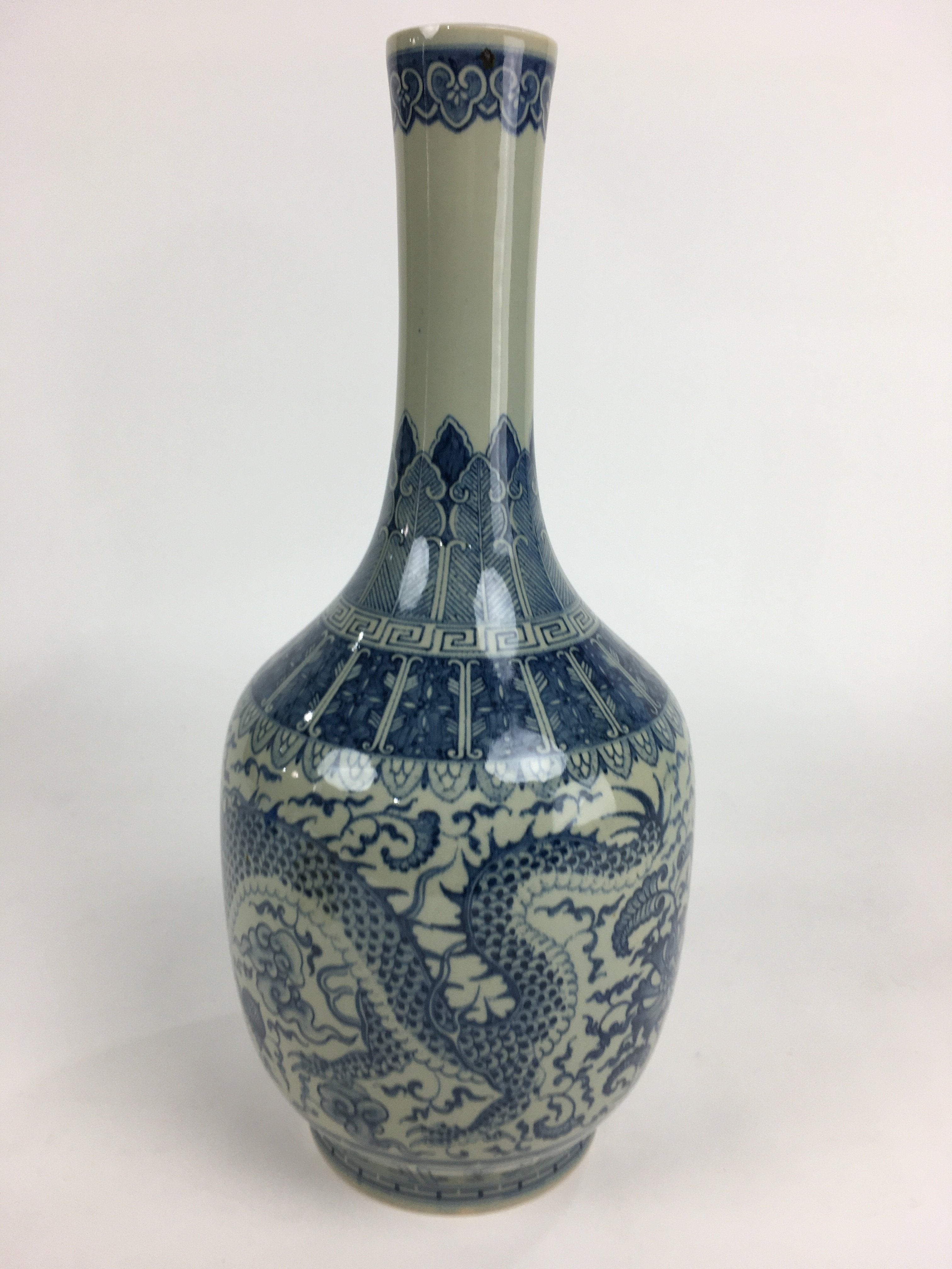 Japanese Ceramic Flower Vase Kabin Vtg Mino ware Gray Pottery Ikebana FV735