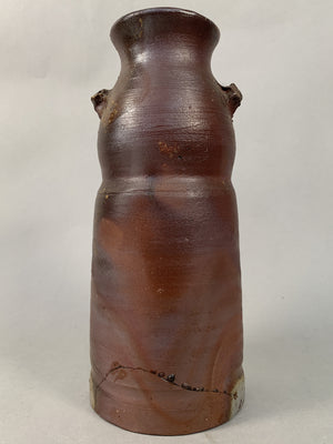Japanese Ceramic Flower Vase Kabin Vtg Pottery Brown Ash Glaze Ikebana FV881