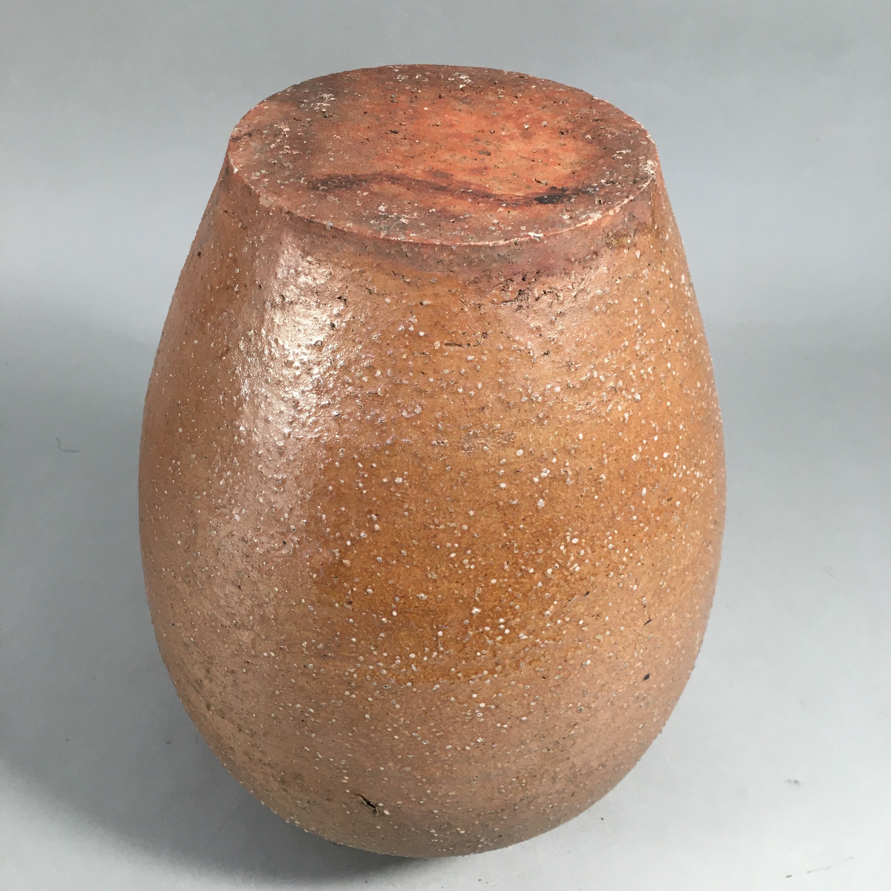Japanese Ceramic Flower Vase Kabin Vtg Pottery Brown Ikebana FV890