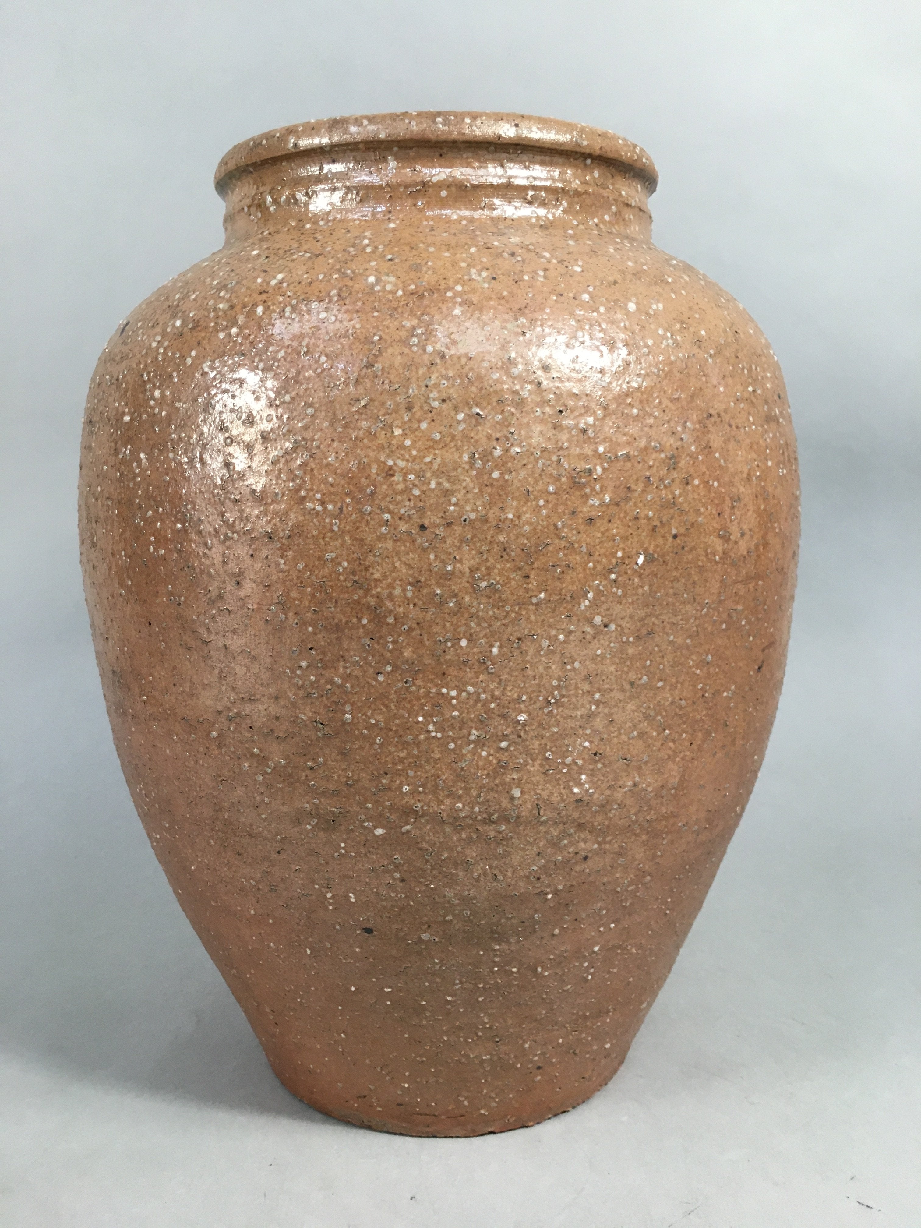 Japanese Ceramic Flower Vase Kabin Vtg Pottery Brown Ikebana FV890