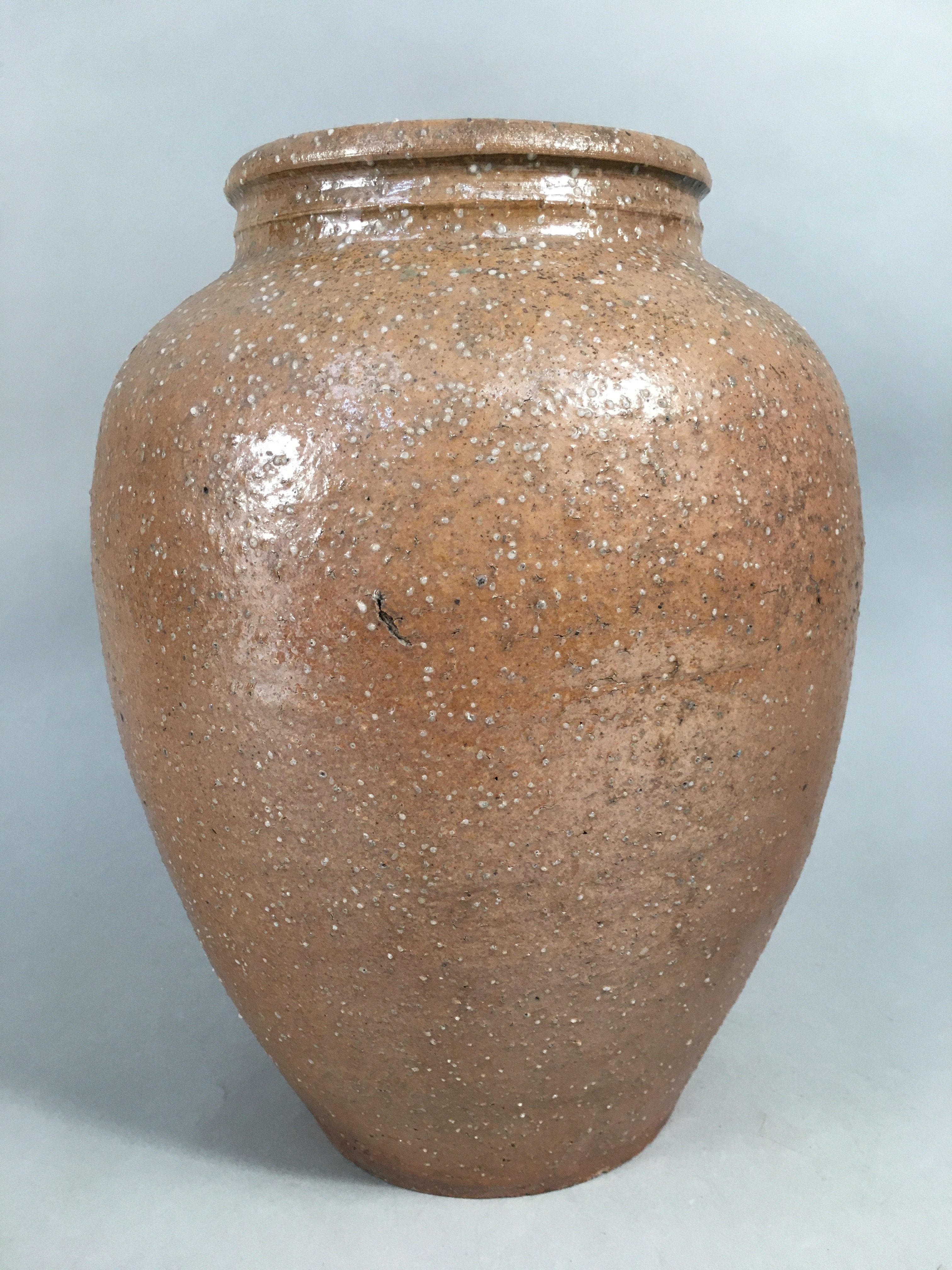 Japanese Ceramic Flower Vase Kabin Vtg Pottery Brown Ikebana FV890