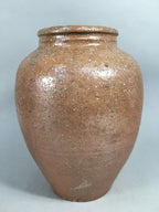 Japanese Ceramic Flower Vase Kabin Vtg Pottery Brown Ikebana FV890