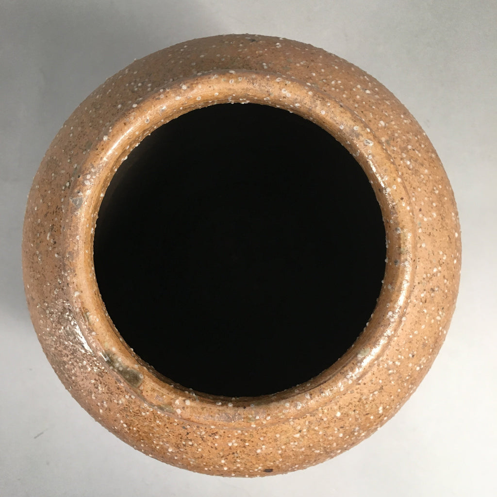 Japanese Ceramic Flower Vase Kabin Vtg Pottery Brown Ikebana FV890