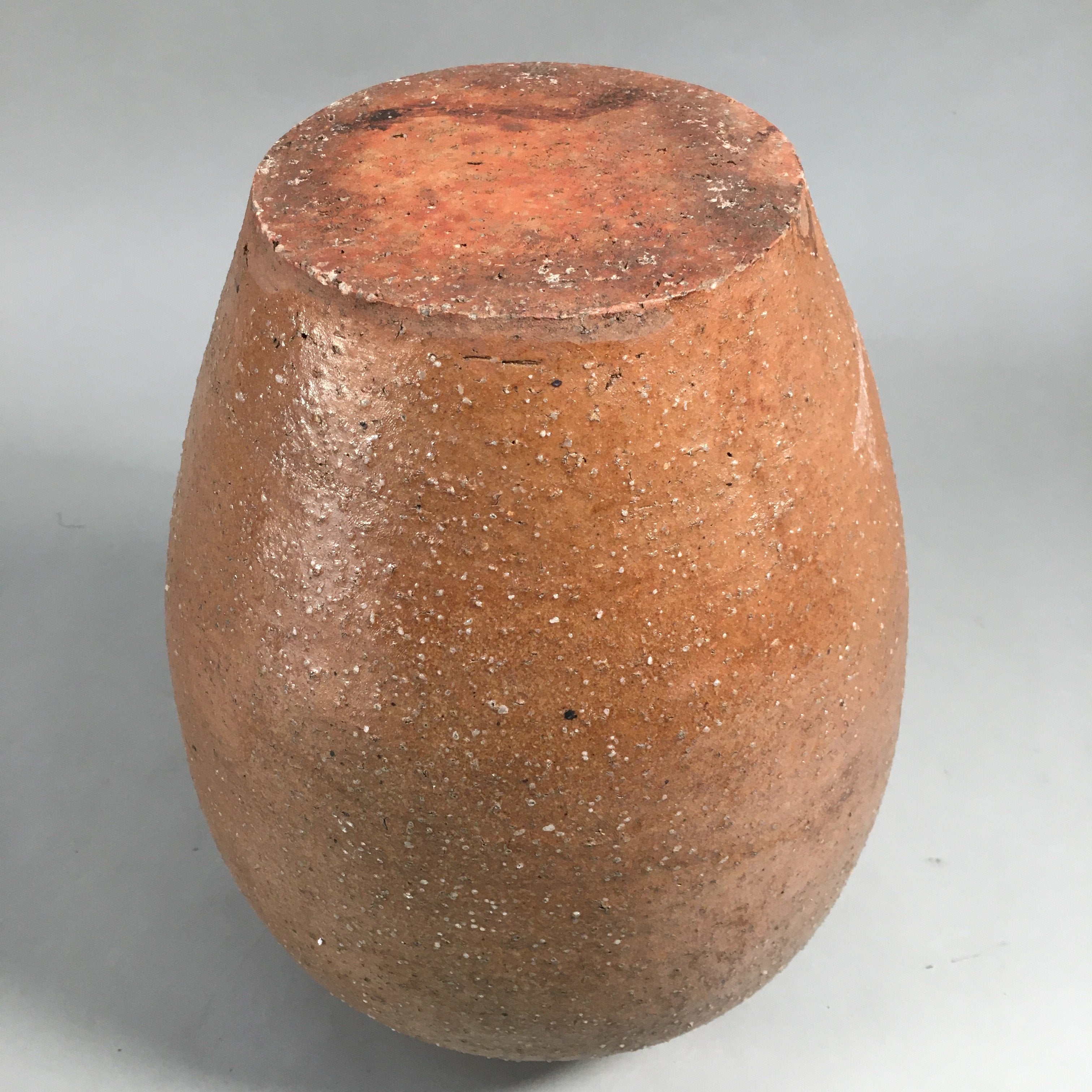 Japanese Ceramic Flower Vase Kabin Vtg Pottery Brown Ikebana FV890