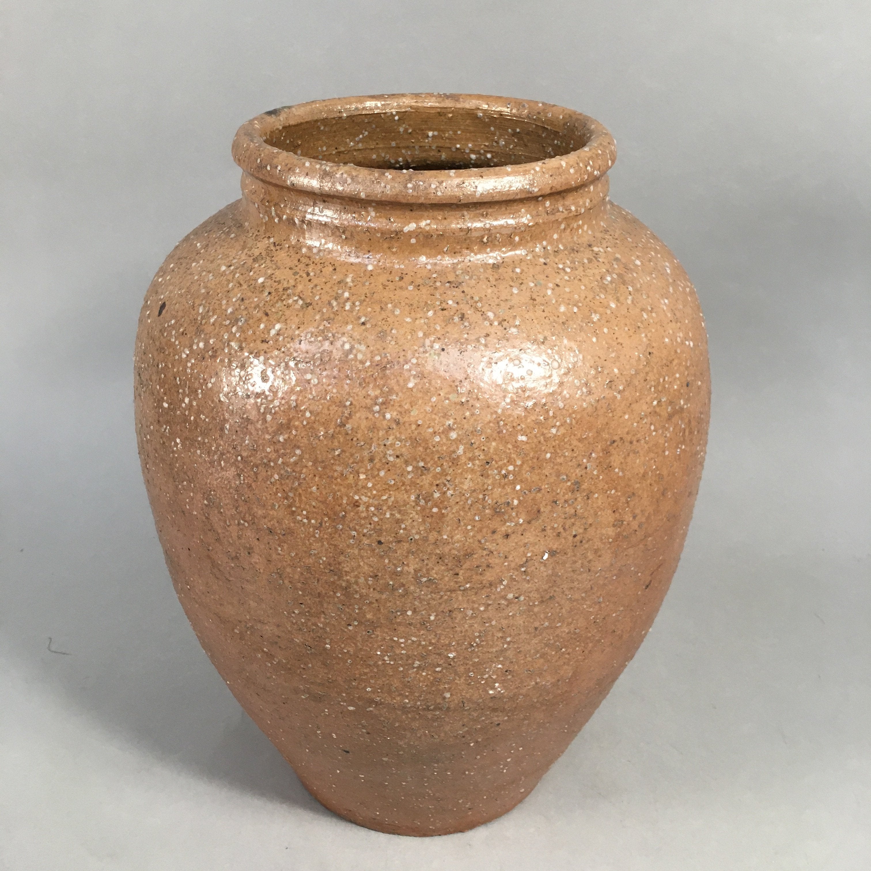 Japanese Ceramic Flower Vase Kabin Vtg Pottery Brown Ikebana FV890