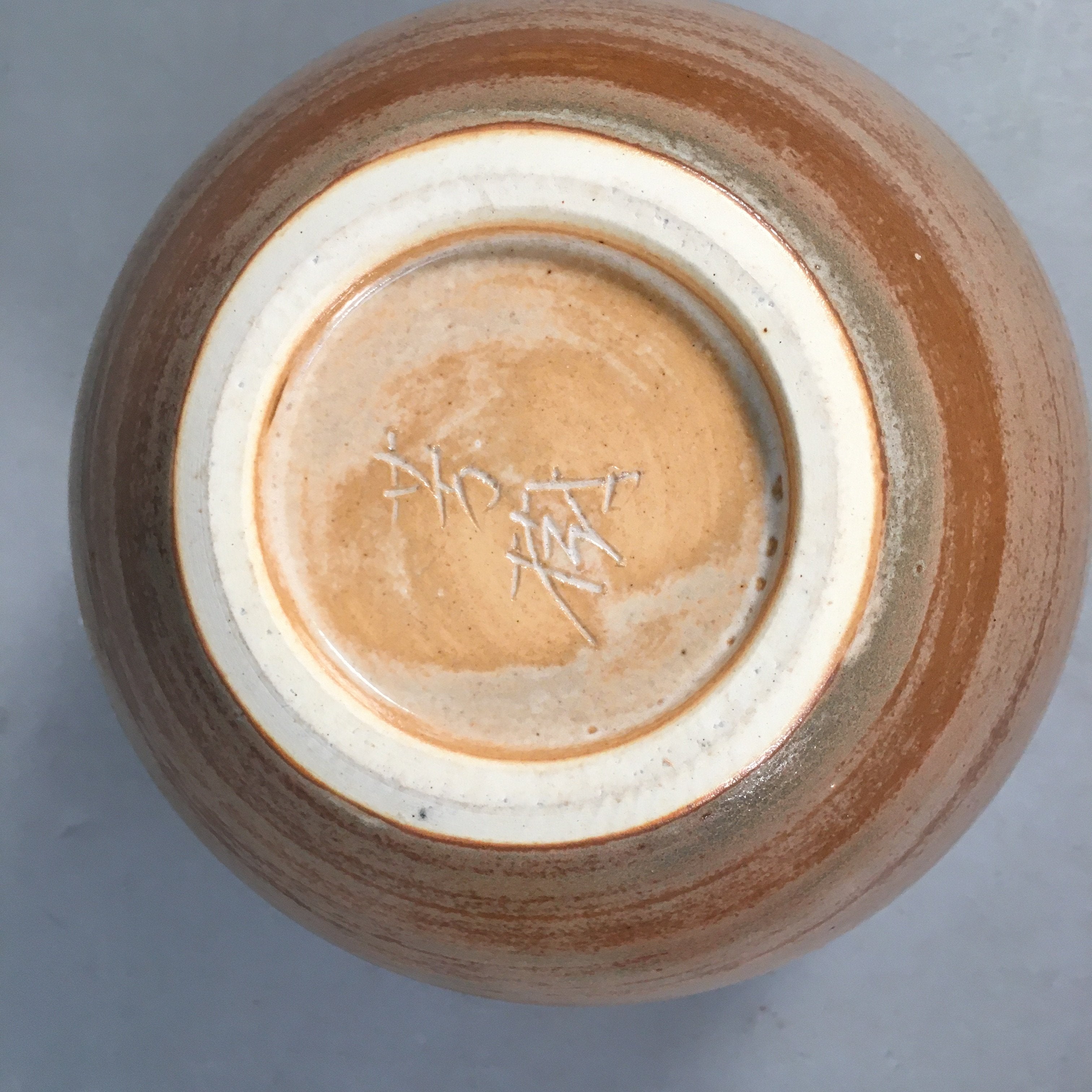Japanese Ceramic Flower Vase Kabin Vtg Pottery Brown Ikebana Floral FV884