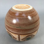 Japanese Ceramic Flower Vase Kabin Vtg Pottery Brown Ikebana Floral FV884
