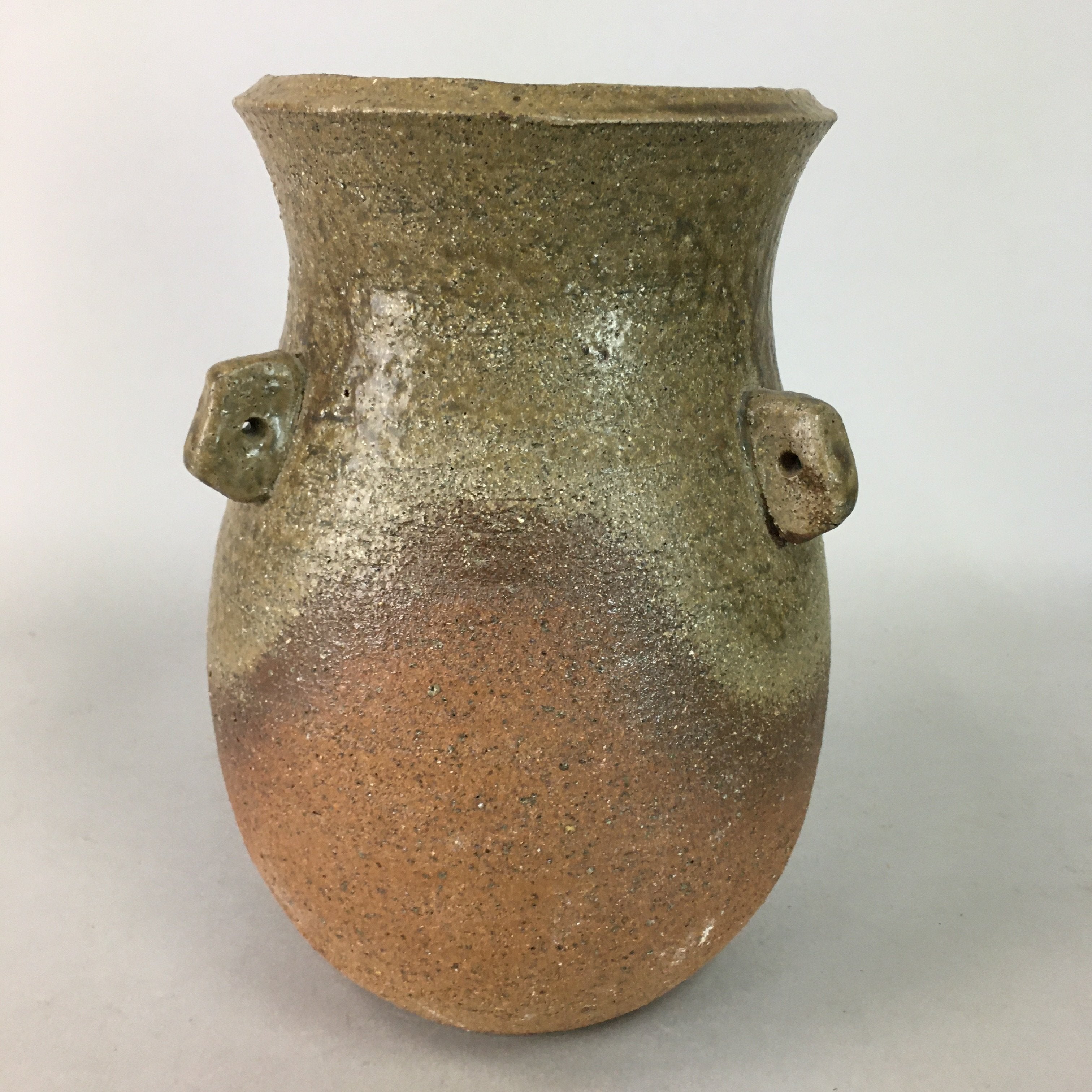 Japanese Ceramic Flower Vase Kabin Vtg Pottery Ikebana Natural Brown FV811
