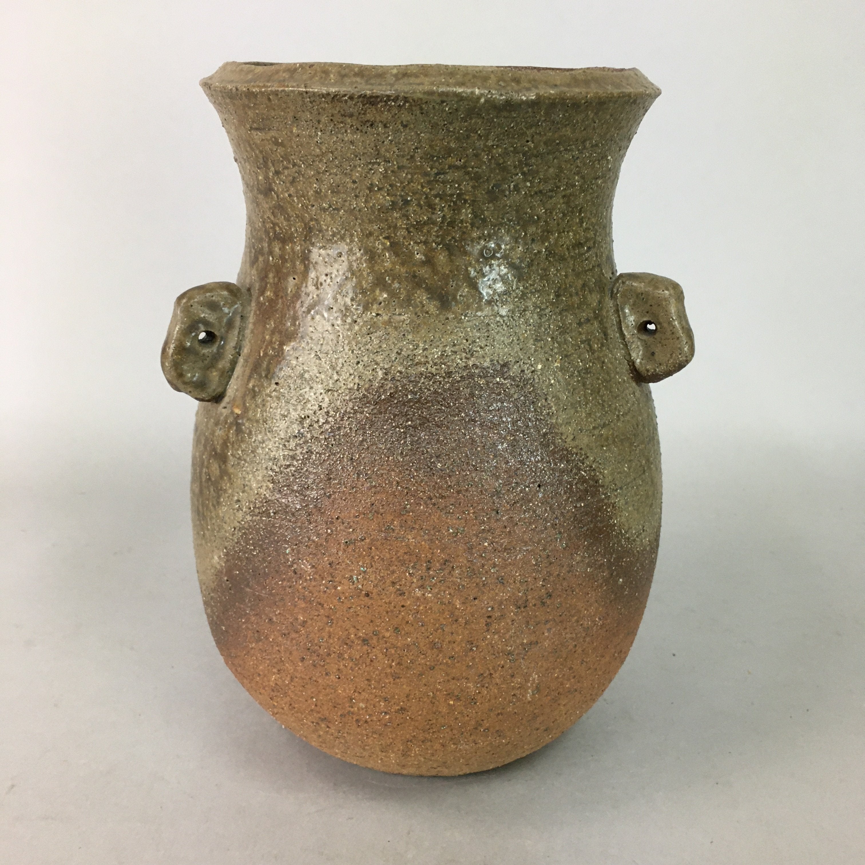 Japanese Ceramic Flower Vase Kabin Vtg Pottery Ikebana Natural Brown FV811