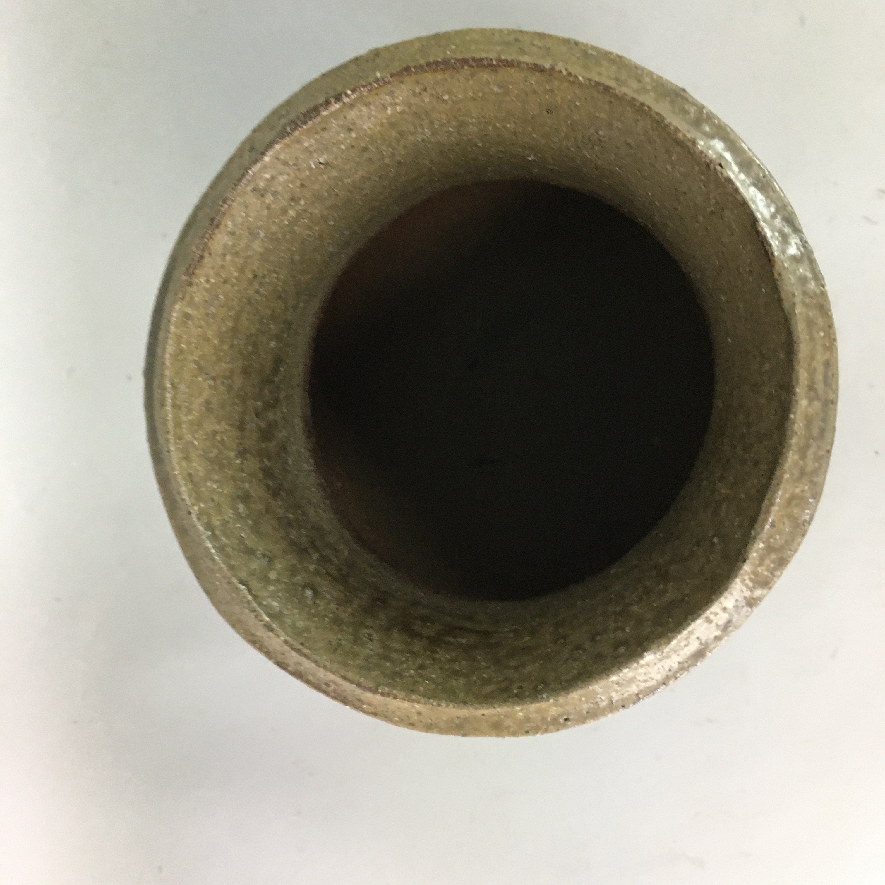 Japanese Ceramic Flower Vase Kabin Vtg Pottery Ikebana Natural Brown FV811