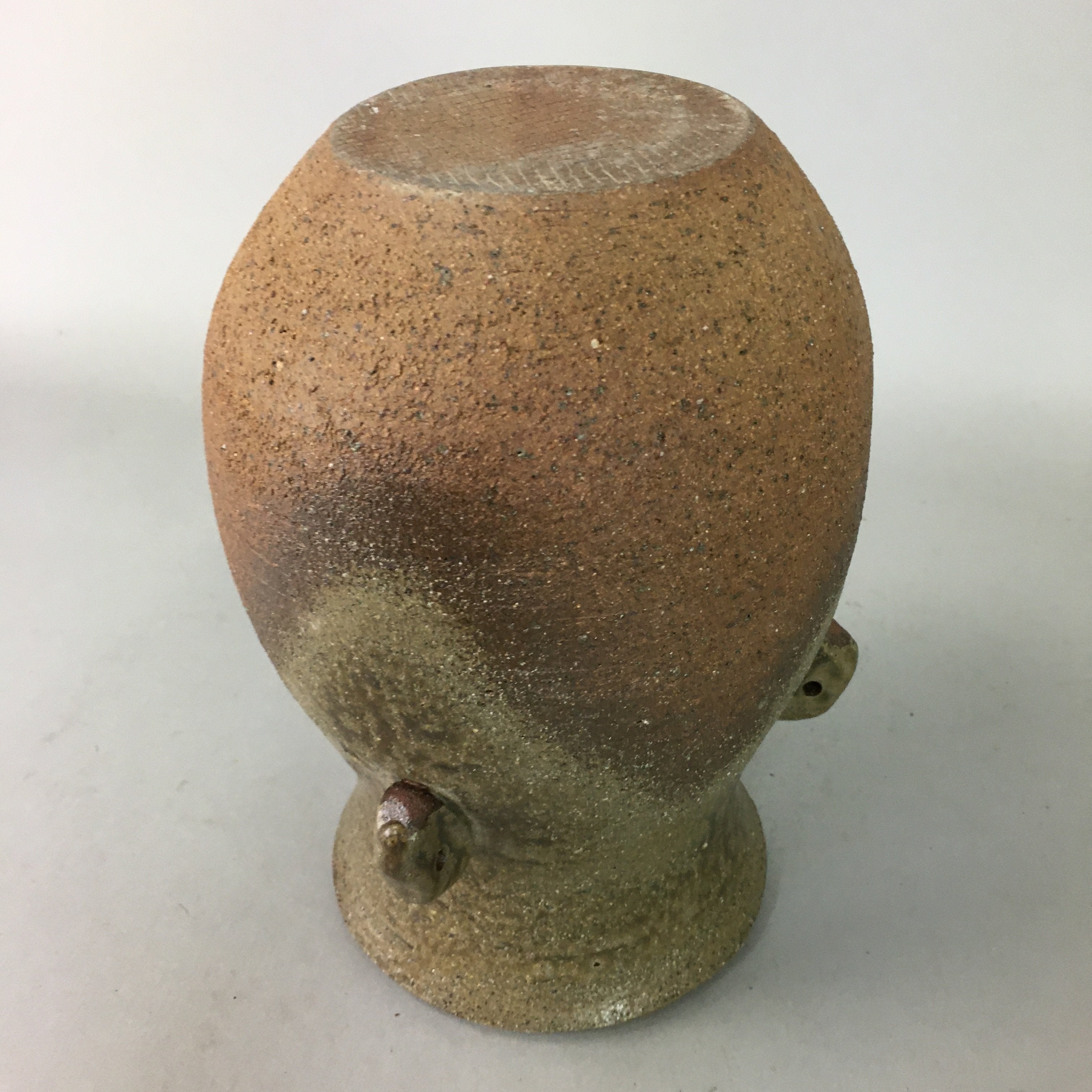 Japanese Ceramic Flower Vase Kabin Vtg Pottery Ikebana Natural Brown FV811