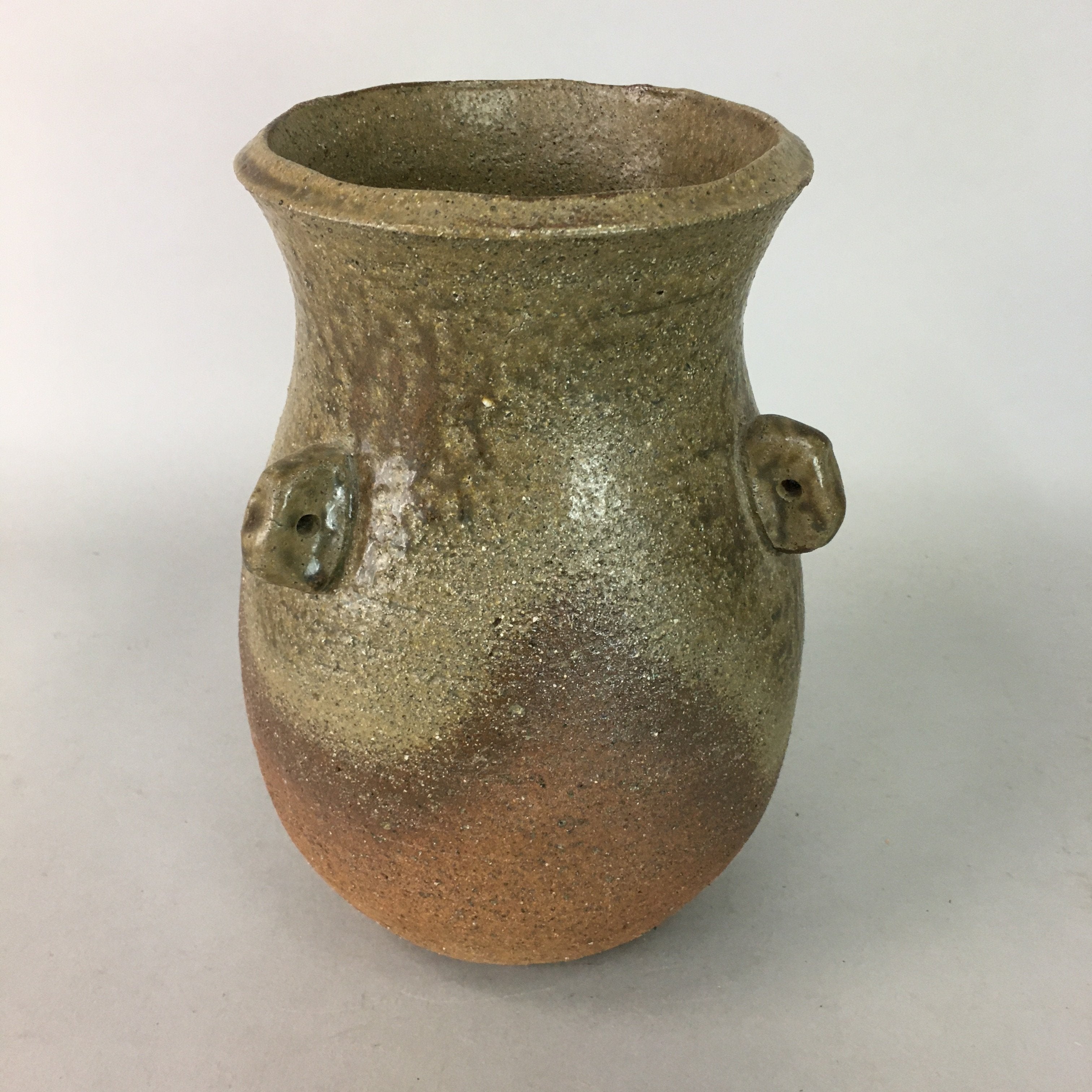 Japanese Ceramic Flower Vase Kabin Vtg Pottery Ikebana Natural Brown FV811
