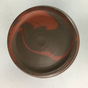 Japanese Ceramic Flower Vase Kabin Vtg Pottery Marble Brown Red Smooth FV609