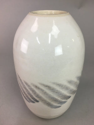 Japanese Ceramic Flower Vase Kabin Vtg Pottery Round White Ikebana FV801