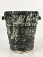 Japanese Ceramic Flower Vase Kabin Vtg Water Bucket Pottery Ikebana FK8