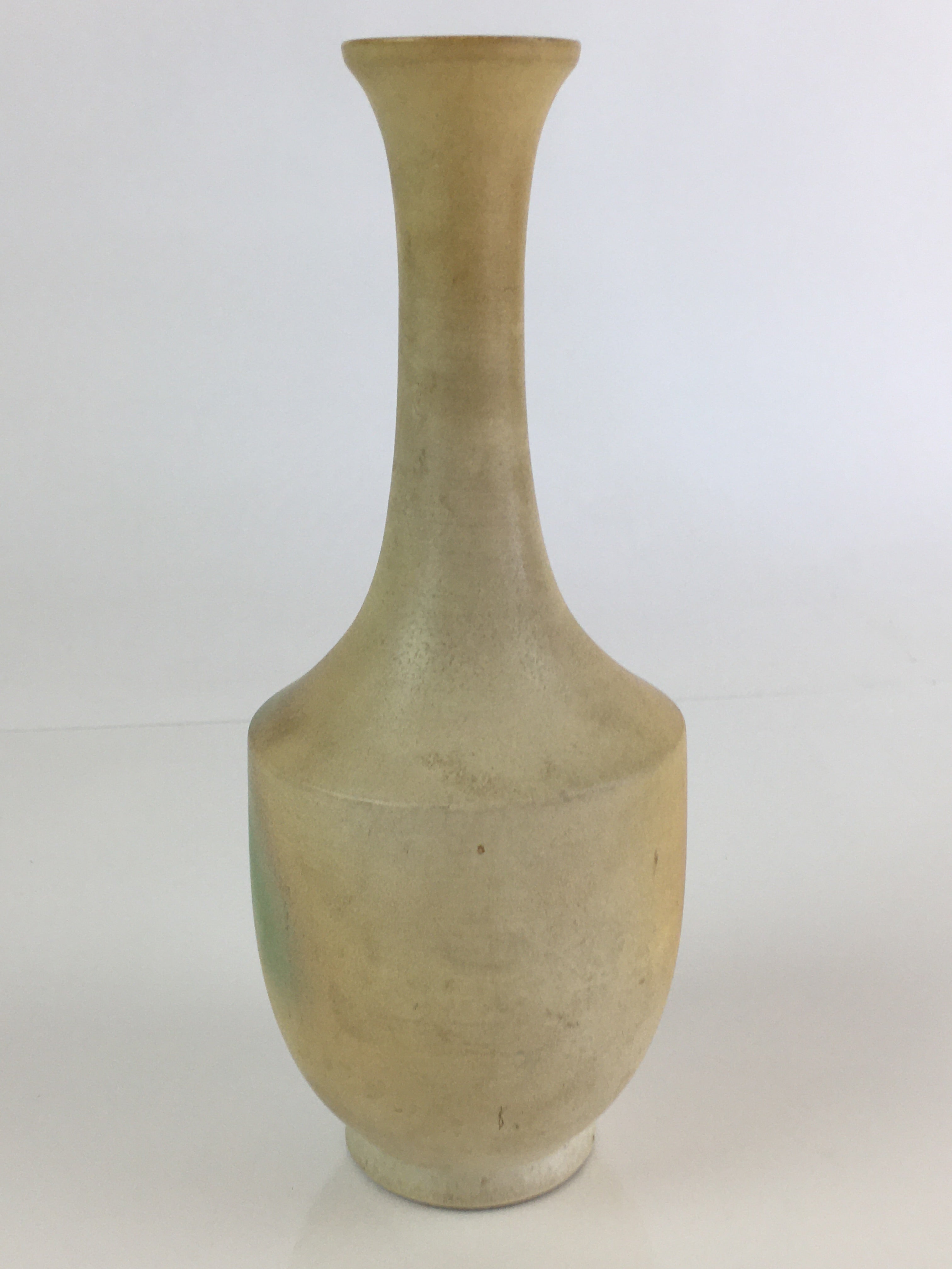 Japanese Ceramic Flower Vase Kabin Vtg White Green Pottery Ikebana FK2