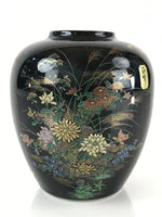 Japanese Ceramic Flower Vase Kutani ware Vtg Kabin Ikebana Arrangement FK13