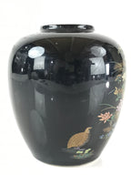 Japanese Ceramic Flower Vase Kutani ware Vtg Kabin Ikebana Arrangement FK13