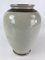 Japanese Ceramic Flower Vase Kutani ware Vtg Kabin Ikebana Arrangement FK9