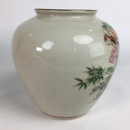 Japanese Ceramic Flower Vase Kutani ware Vtg Kabin Ikebana Arrangement FV933