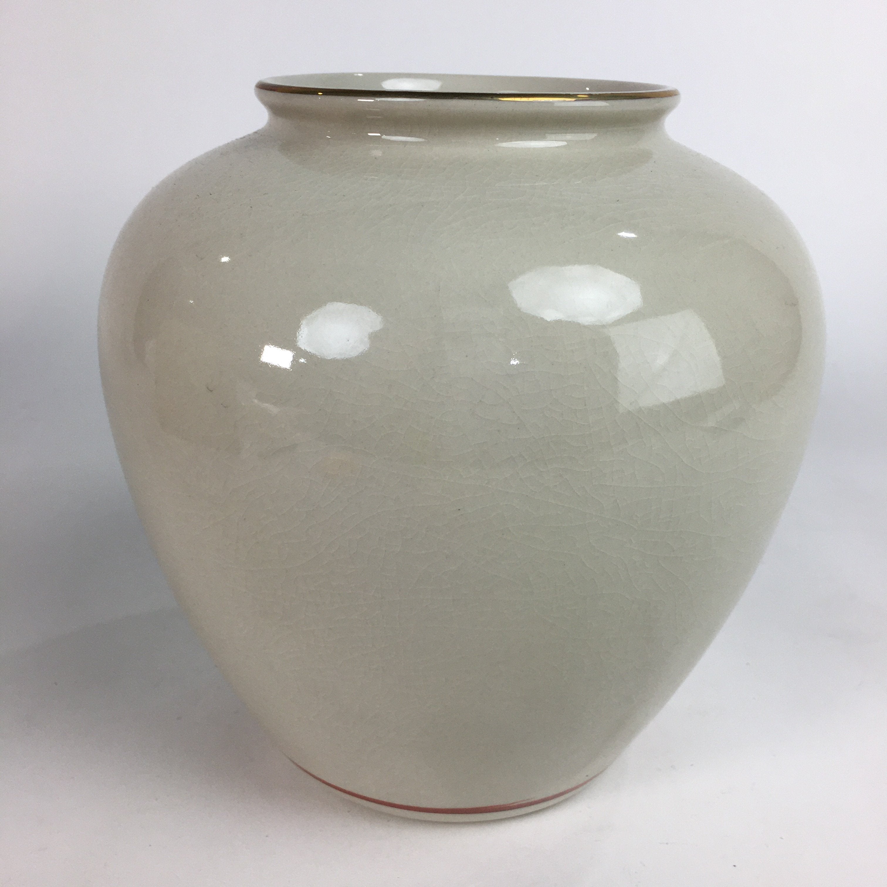 Japanese Ceramic Flower Vase Kutani ware Vtg Kabin Ikebana Arrangement FV933