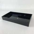 Japanese Ceramic Flower Vase Suiban Vtg Pottery Ikebana Arrangement Black PY174