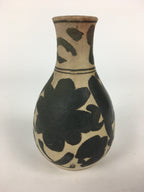 Japanese Ceramic Flower Vase Vtg Kabin Ikebana Arrangement Black White FV950