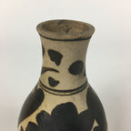 Japanese Ceramic Flower Vase Vtg Kabin Ikebana Arrangement Black White FV950