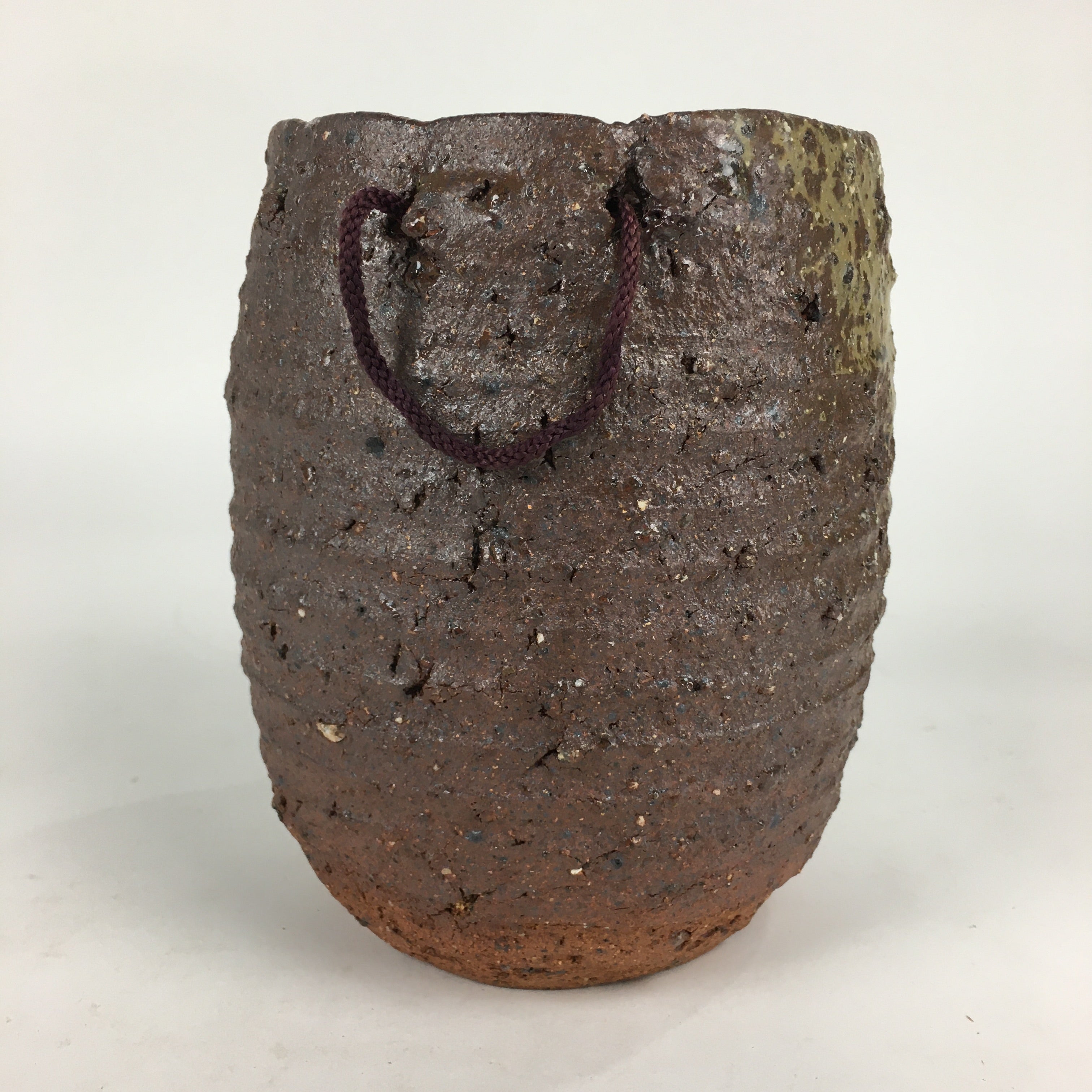 Japanese Ceramic Flower Vase Vtg Kabin Ikebana Arrangement Brown FV963