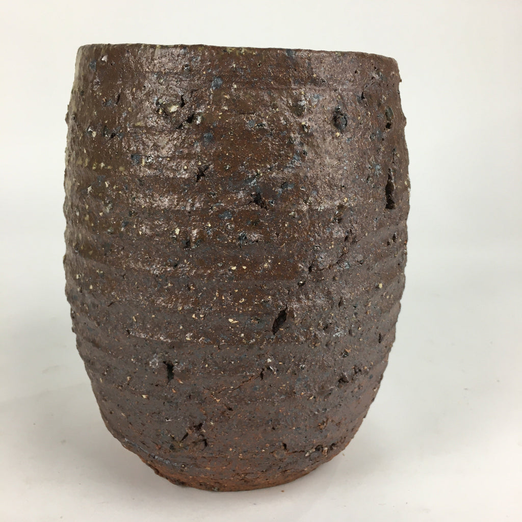 Japanese Ceramic Flower Vase Vtg Kabin Ikebana Arrangement Brown FV963