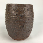 Japanese Ceramic Flower Vase Vtg Kabin Ikebana Arrangement Brown FV963