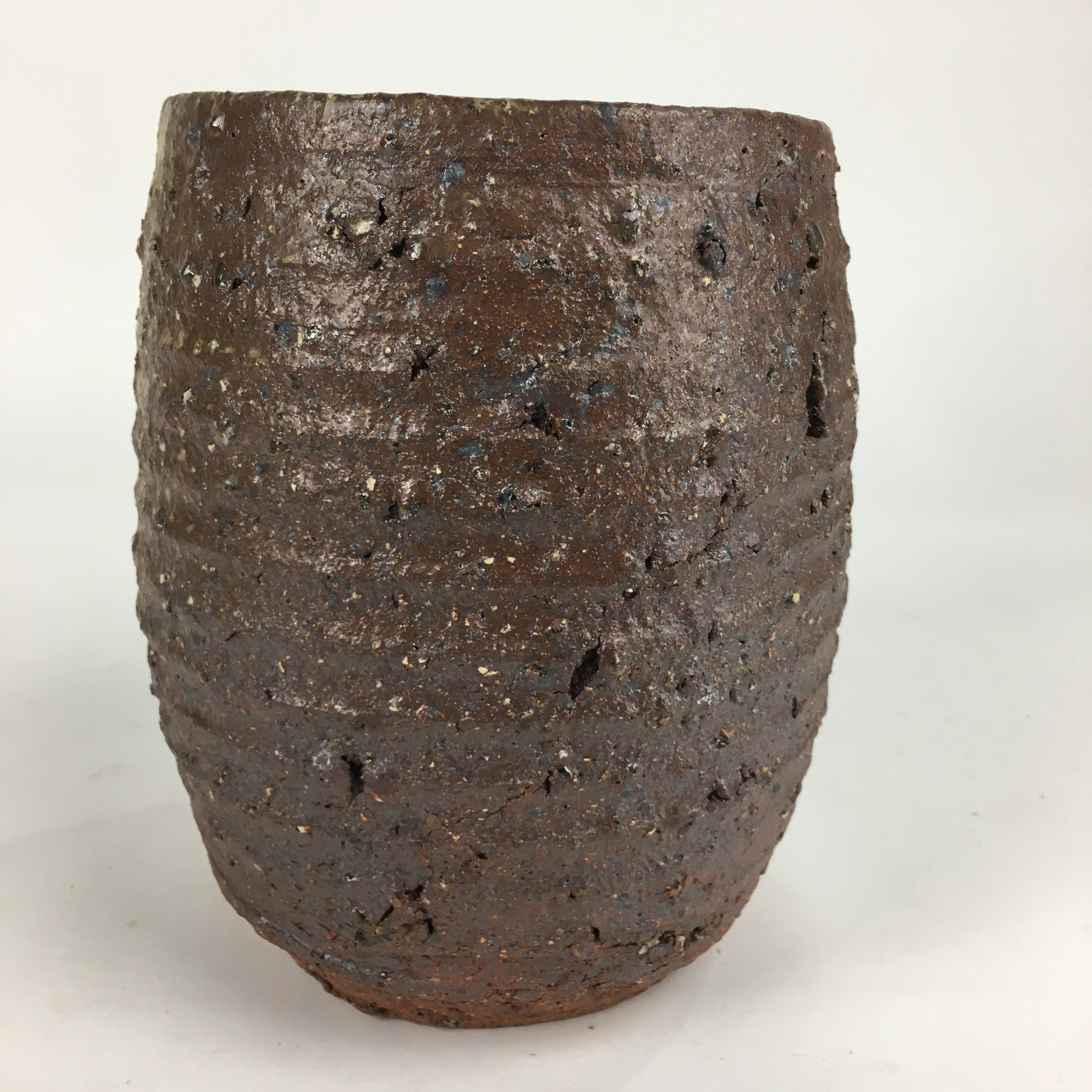 Japanese Ceramic Flower Vase Vtg Kabin Ikebana Arrangement Brown FV963