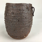Japanese Ceramic Flower Vase Vtg Kabin Ikebana Arrangement Brown FV963