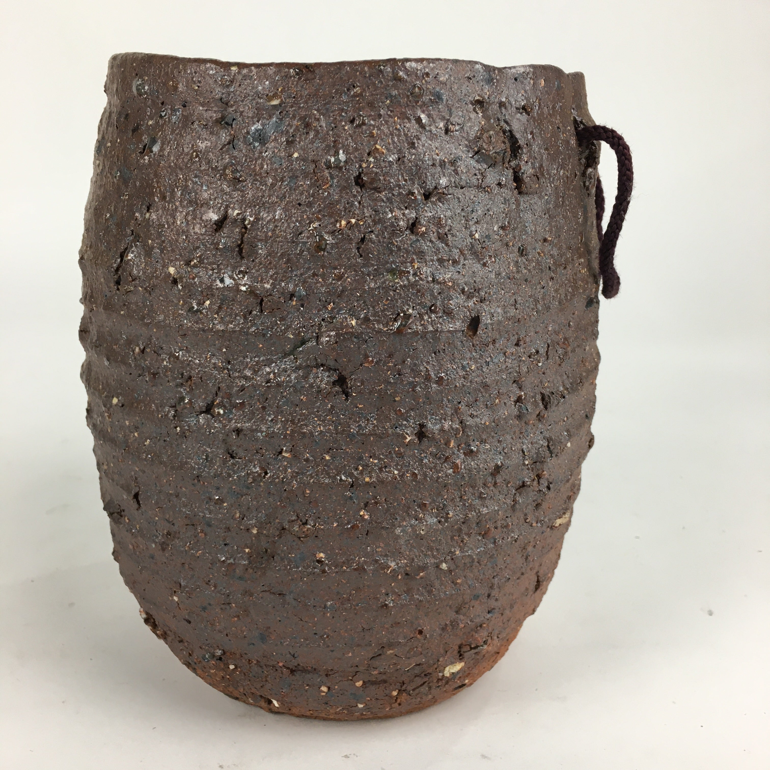 Japanese Ceramic Flower Vase Vtg Kabin Ikebana Arrangement Brown FV963